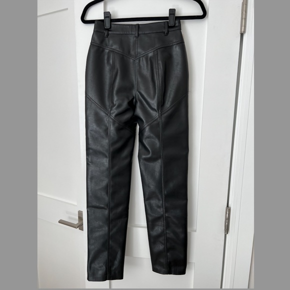 Aritzia Wilfred Black "Rebel" Glossy Leather High Rise Slim Pants [NEW] [Size 0] - Picture 3 of 4